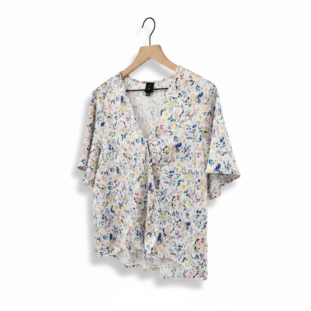 Violet B Floral V-Neck Blouse Women S Faux Wrap Cottagecore  Romantic Top